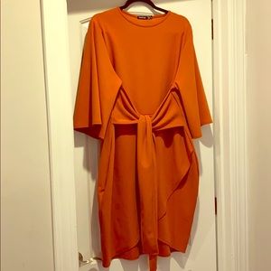 Copper orange dress w/ tie in the front